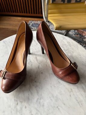 Cole Haan Brown Leather Buckle High Heels